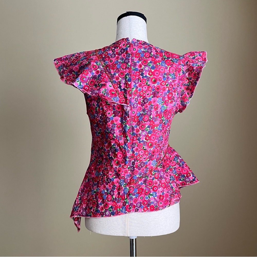 Like New! Hache - Asymetrical Peplum Top in Abstract Floral - 44 IT / U.S. 8 - Picture 3 of 10